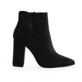 Europeon Union Women Black Glitter Half Boot #3481